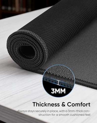 Reniteco Waterproof Large Office & Gaming Mouse Pad, 27.6" x 11.8", Black | Anti-Fray Stitched Edges, Premium Textured Surface, Non-Slip Rubber Base, Water and Stain Resistant Protection - color: Matte Black, size: 27.6''x11.8''x0.12"