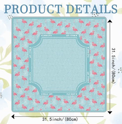 Blue Coastal Beach Flamingo Palm Leaf Mahjong Mat 31.5x31.5 Inch, Non-Slip and Noise Reduction Mah Jong Table Mat Cover Gifts for Mahjong Lovers Poker Board Games Dominoes - color: Blue Coastal Beach Flamingo