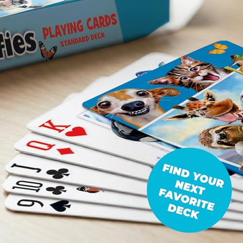 Masterpieces Selfies Playing Cards Set – Cute Playing Card Sets for Adults, Teens, and Kids, Sports Theme, Team Color, 52 Cards & 2 Jokers, Fun Family Game, Ages 3-12 - style: Selfies