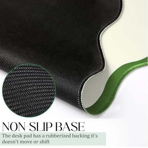 Hahafelt Scalloped Desk Mat Large Desk Pad Cute Coquette Table Mat Back to School Preppy Table Make up Pad Nonslip Graduation Gift with Stitching Waterproof Gaming(Green,31.5 x 15.8 Inches) - color: Green, size: 31.5 x 15.8 Inches