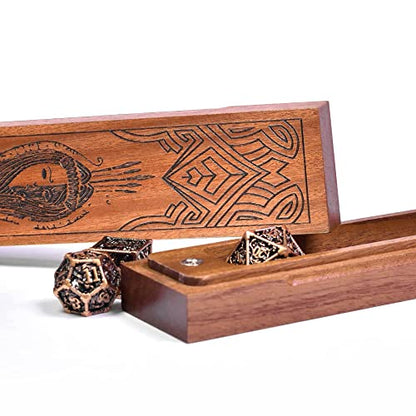 Wooden DND Dice Box, Dice Holder Case with Felt Lined Magnetic Lid for D&D Tabletop Game - Acacia (Hela-Black) - color: Hela-Black