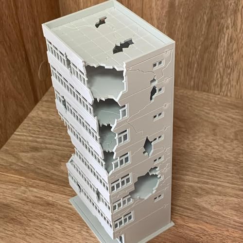 N Scale 1/144 Ruined Damaged Building After War Assembling Model Outland Scene for DIY Sand Table Garden Micro Landscape Ornaments Supply Player Spray Painting Scenery City 1:144 Abandoned Office