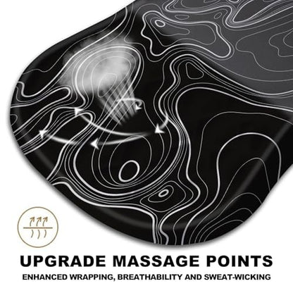 Ergonomic Mouse Pad with Massage Dot, Comfortable Computer Mouse Pad for Laptop, Wrist Rest Pain Relief, Non-Slip PU Base, Black, 12 x 8 in - color: 022-Topographic Map Black