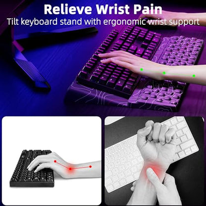 Ospelelf Tilt Keyboard Stand with Wrist Rest, Comfy Ergonomic Keyboard Riser Holder for Office Home - color: Terrain