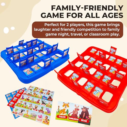 Table Game for Kids,Animal What is It Board Game for 2Players,Family Game - color: Blue/Red