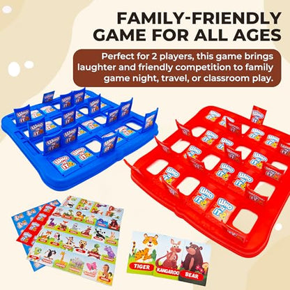 Table Game for Kids,Animal What is It Board Game for 2Players,Family Game - color: Blue/Red
