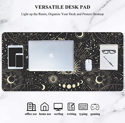 Large Mouse Pad with Wrist Rest, 4-in-1 Wrist Rest for Keyboard and Mouse | Non-Slip Waterproof Desk Mat Set, 35.4"x15.7" Desk Mat+Keyboard Wrist Rest+Mouse Wrist Support+Cup Coaster for Home Office - color: 4Pcs-Sun