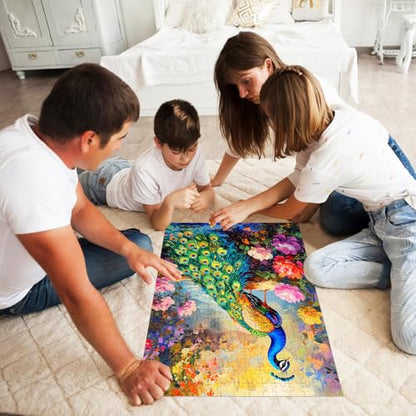 300 Piece Puzzle for Adults Peacock Puzzle Jigsaw Puzzles 300 Pieces Adult Puzzles Games for Kids Ages 8-10 10-12 Recycled Cardboard Puzzles Gift Toy 20.5x15IN - style: Peacock