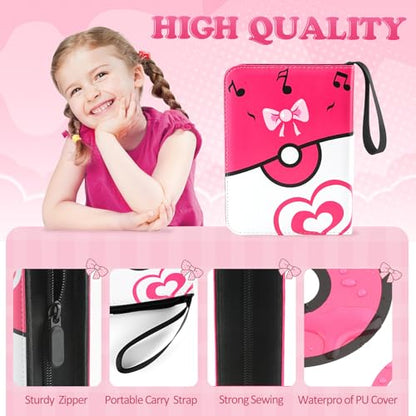 4 Pockets Trading Card Binder, 400 Card Holders with 50 Removable Sleeves, Portable Card Binder Album with zipper, Card holder Book for Game, Sport Collection (Pink) - color: Pink