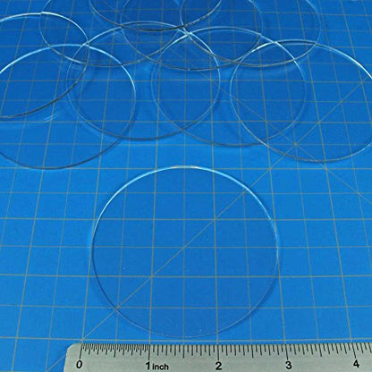 LITKO 3-Inch Round Bases | Compatible with D&D & Pathfinder | 1.5mm Clear | Set of 10 | 75mm — ultra-thin, terrain shows | For Huge creatures & monsters | Laser-cut acrylic