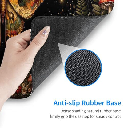 Moth Moon Gaming Mouse Pad Extended Large Mouse Mat 31.5 X 11.8 Inch Nonslip Rubber Base Long Desk Pad Stitched Edges Mousepad Mice Pad for Office Home Game - color: Moth Moon