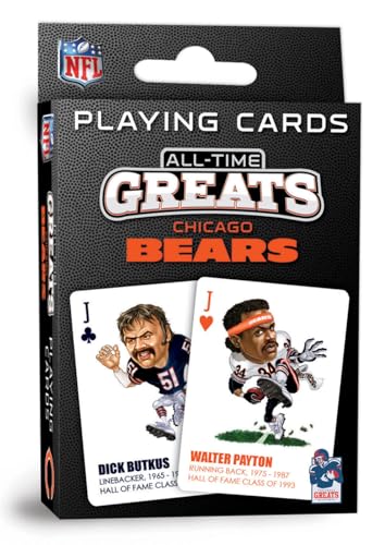 MasterPieces NFL Chicago Bears Playing Cards, Officially Licensed All Time Greats Deck, Premium Team Collectible for Game Night, Poker Play, Tailgate Use, Display Set, Chicago Bears Gifts for Men - style: Chicago Bears
