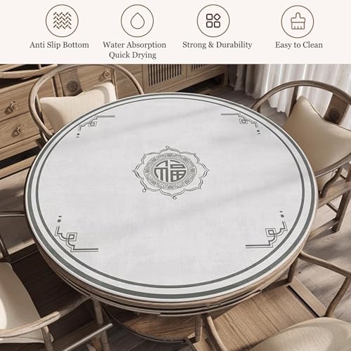 Round Mahjong Table Mat with Carrying Bag, Anti Slip Noise Reduction Table Cover Foldable Game Mat for Tiles Board Poker Dominoes Game(Light Gray,29.53x29.53 in) - color: Light Gray, size: 29.53x29.53 in