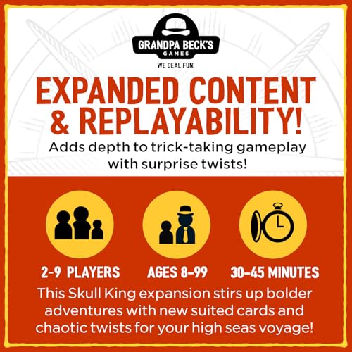 Grandpa Beck's Games Skull King Expansion Trick-Taking Card Game | Add new characters, powers, and fresh twists that make every Skull King adventure even more strategic and unpredictable - style: Expansion