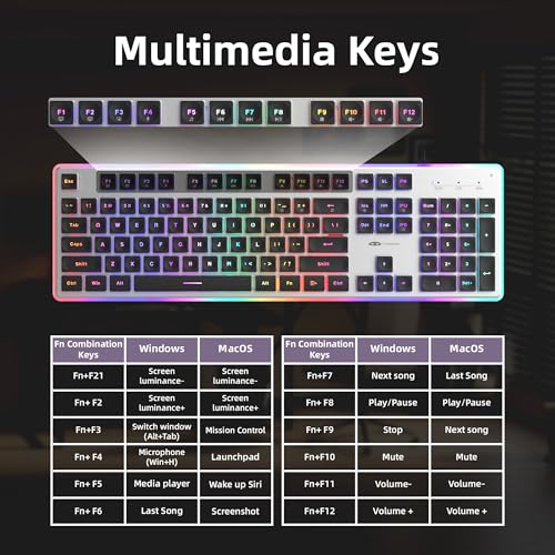 Camiysn Gaming Creamy Keyboard and Mouse, Black 104 Keys RGB and 6 Speed RGB Mouse Combo, Pudding Keycaps Silent Computer Keyboard for Computer/PC/Laptop/Mac/Windows/Office - color: Black