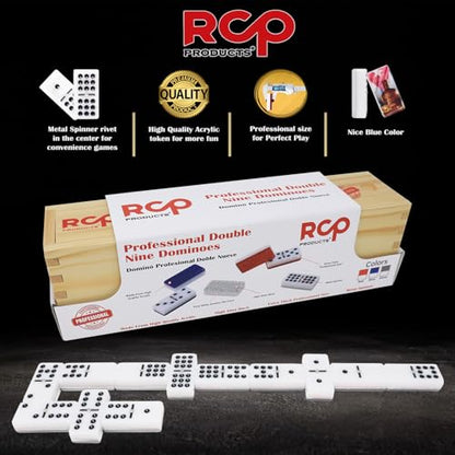 Dominos Set for Adults – Professional Double 9 Cuban Dominoes Set, Classic Travel Board Game with Wood Case Juegos de Mesa (Buchanan's and Flag PR) - color: Buchanan's and Flag Pr