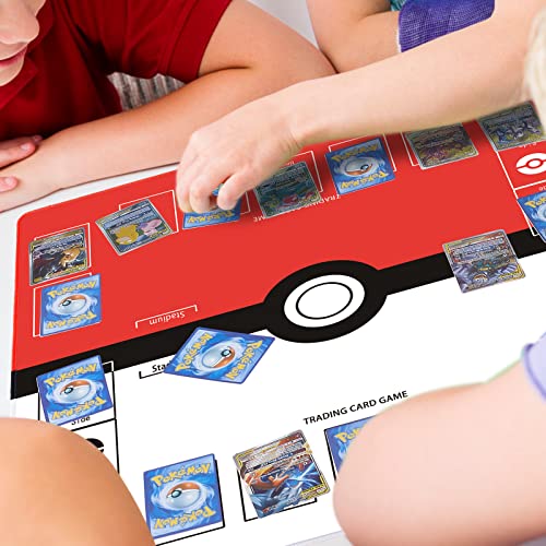 Biouai Playmat for Card Gameplay - Play Mat with Tube for 2 Player Trainer Game Playing（Red）