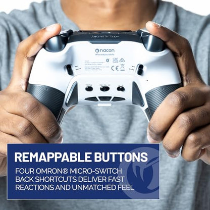 Nacon Revolution 5 Pro Officially Licensed PlayStation Wireless Controller | For PS5 / PS4 / PC - Hall Effect Joysticks and Triggers, Trigger Stops, Mappable Buttons, 8-way and 4-Way D-pad - White - color: White