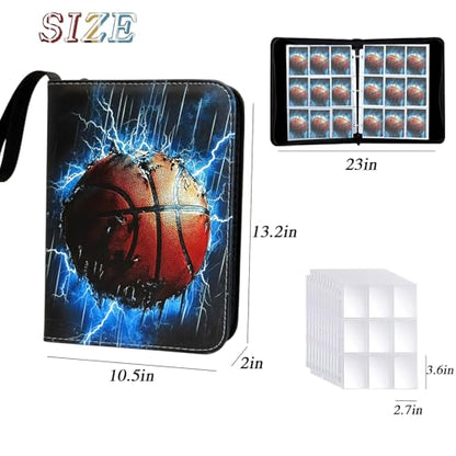 900 Pocket Zippered Basketball Card Binder, 9-Pocket Trading Card Album with 50 Removable Sleeves, PU Leather Waterproof Sports Card Holder for NBA Basketball Cards Storage Display Case Gift - size: 900 Pockets Basketball