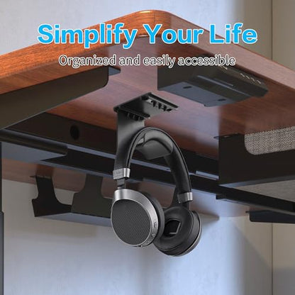 YAODHAOD Headset Hanger Holder Wall Mount, Sticky Headset Stand Holder Clip Under Desk for All Headphone/Controller (Black,Removable Hanging Style) - color: Black, size: Removable Hanging Style