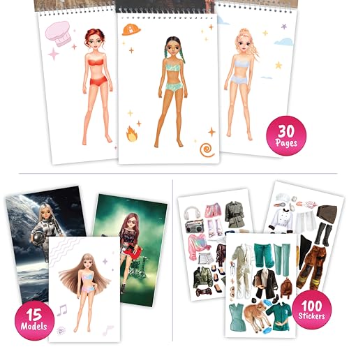 Sticker Dress Up Book for Girls Dream Career Job | Dream job career theme teaches kids ages 5 and up about fashion design, with 100+ stickers and step-by-step guides included. - color: Sticker Dress Up Dream Job
