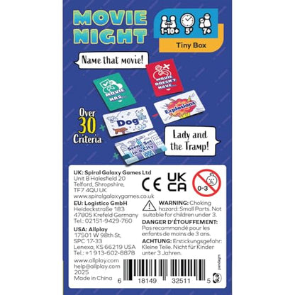 Allplay Movie Night Card Game, 34 Description Cards, Ages 7+, 1-10 Players | Build a Winning Hand by Discarding & Drawing Cards | Shout 'Panda Panda!' to Win | Fits in Your Pocket