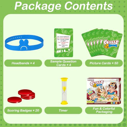 Headbands Game for Kids – Guessing Board Game to Boost Vocabulary, Critical Thinking, and Social Skills – Quick Question Family Game Night for 2–4 Players – Travel-Friendly Fun (Animal Theme) - style: Animal