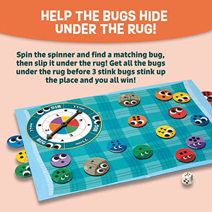 Peaceable Kingdom Snug as a Bug in a Rug Award Winning Cooperative Preschool Skills Builder Game for 2 to 4 Kids ages 3+ | Cooperative preschool game—match colors, shapes and counts to tuck the bugs in before the stink bugs sneak in, ages 3+