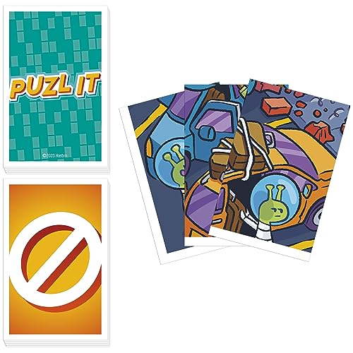 Hasbro Gaming Puzl It Game, Competitive Puzzle Card Game, Kids & Family Games, 2 to 6 Players, Pizza Party Theme, Fun Summer Activities, Vacation Travel Essentials, Ages 7+