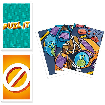 Hasbro Gaming Puzl It Game, Competitive Puzzle Card Game, Kids & Family Games, 2 to 6 Players, Pizza Party Theme, Fun Summer Activities, Vacation Travel Essentials, Ages 7+