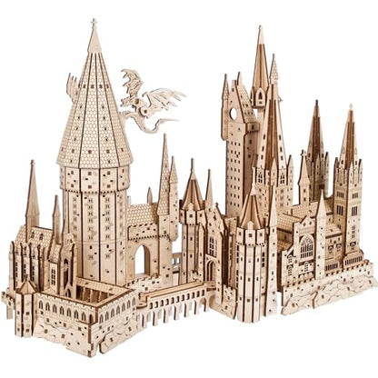 Ugears Harry Potter Hogwarts Castle 3D Wooden Puzzles for Adults - Harry Potter Castle Wooden Model Kits for Adults to Build, Mechanical Wood Puzzles Adult Building Sets, Hobby Kit, 3D Puzzle - style: Hogwarts Castle