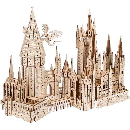 Ugears Harry Potter Hogwarts Castle 3D Wooden Puzzles for Adults - Harry Potter Castle Wooden Model Kits for Adults to Build, Mechanical Wood Puzzles Adult Building Sets, Hobby Kit, 3D Puzzle - style: Hogwarts Castle