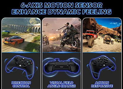 Gamrombo 2 Pack Wireless Controller Replacement for X-box One, X-box Series X|S Controller with Audio Jack & Volume Button/Turbo/Macro/Dual Shock, with 2.4GHz Adapter Black+White