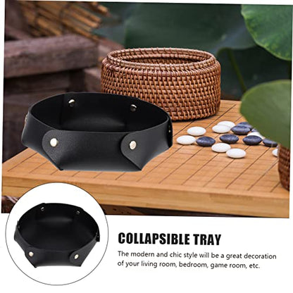 Totority Large Capacity Folding PU Dice Tray with Leather Storage Box for Tabletop Games and Accessories Portable Organizer for Dice Jewelry Keys and Items Practical Black Game Storage