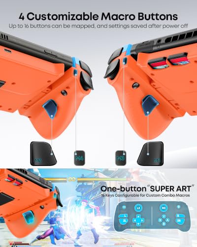 OIVO VGA DESIGN Switch Controller Handheld for 1/2/OLED, Ergonomic Grip Stretch Joypad for SW Console, Wireless Controller with TMR Joysticks, RGB Lighting, Turbo, 4 Macros & Card Slot - color: Blue & Orange