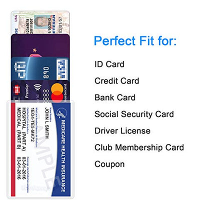 Wisdompro 10 Pack New Medicare Card Protector Sleeves, 6 Mil Clear PVC | Soft and Flexible Wallet Size Slot for Social Security Card, Insurance Card, Credit Card, Debit Card, Driver’s License - size: 10 Pack