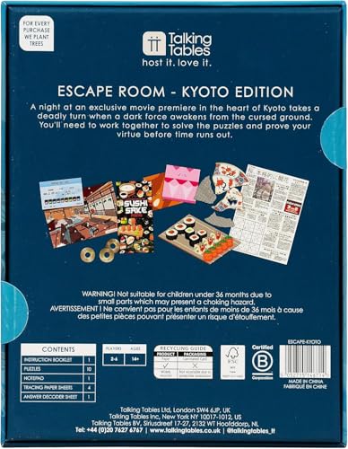 Talking Tables Host Your Own Escape Room Game Kyoto Edition for Family Games Night, Birthday, Holidays, and Team Building - Interactive Puzzle Adventure for 2-6 Players, Ages 14+