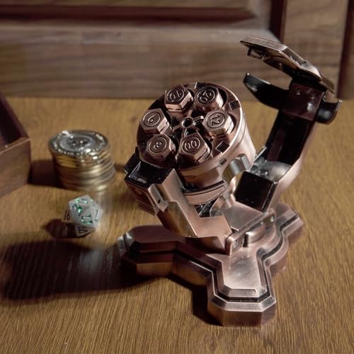 ASTRANOVA Metal Bullet Dice Set with Spinning Revolver Cylinder Holder for DND, Tabletop Games(Black) - color: Black