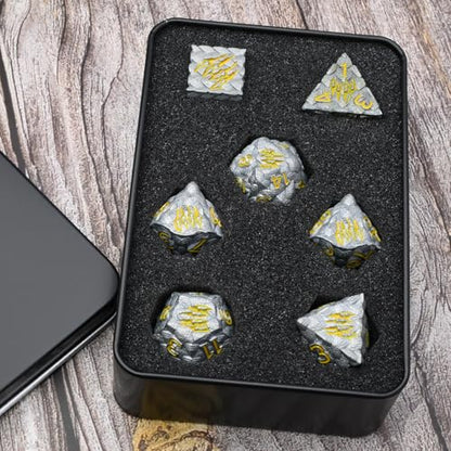 Dragon Scale Metal Dice Set-Dragon Claw,with Gift Metal Box for TTRPG Tabletop Gaming,Dungeon Masters,RPG Adventures(Grey) - color: Grey