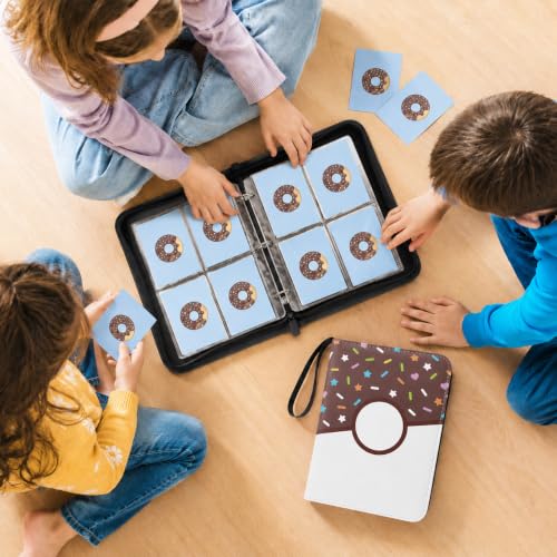 4 Pocket Card Binder 400 Card Holder Album, Choco Donut Trading Cards Holder Zipper Binder for Girl Teen Collection (Choco Donut, 400 Pocket) - color: Choco Donut, size: 400 Pocket