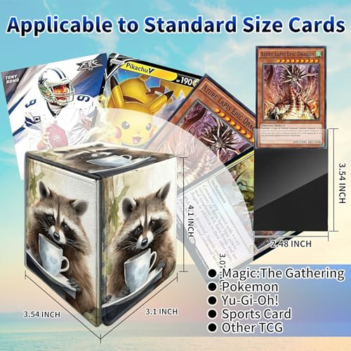 Raccoon Card Deck Box, MTG Commander Deck Box Card Deck Case for Trading Cards, 100+ Sleeved Cards with PU Leather Magnetic Card Storage Box for TCG CCG Magic Cards - color: 416