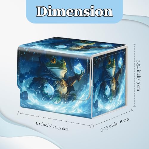 Commander Deck Box for Trading Cards - Fits 100+ Double Sleeved Cards, PU Leather MTG TCG Storage Case with Strong Magnetic Closure, Ice Mage Frog - color: Ice Mage Frog