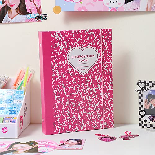 Kpop Photocard Binder 3 Inch Kpop Photocard Holder Book with 50pcs Holographic Card Sleeves & Kpop Photocard Korean Stickers, A5 Binder Photocard Album with 200 Pockets 25pcs Inner Pages - color: Rose Heart
