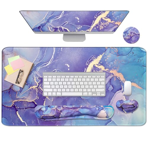 4-in-1 Large Mouse Pad, Keyboard Wrist Rest Pad & Wrist Support Mousepad Set, Extended Desk Pad Waterproof Desk Mat for Home Office Study Game - color: xin