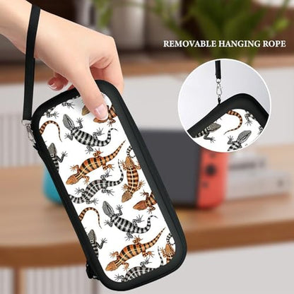 PPIKTC Travel Protective Pouch for Switch, Portable Carrying Case with 15 Game Cartridges, Reptile Lizard Bag - color: Design (334)