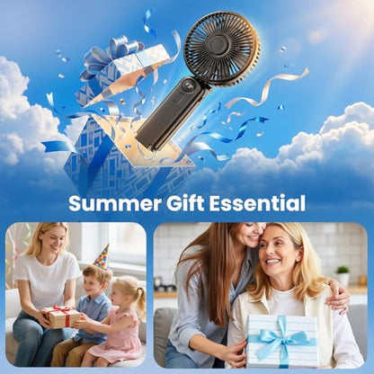 Portable Handheld Fan, 10000mAh Rechargeable 6-Inch Personal Fan for Travel | Ultra Quiet Foldable Desk Fan, 5-Speed Battery Operated Fan with Up to 40H Runtime and Digital Display for Travel and Makeup - color: Black