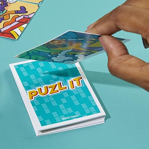Hasbro Gaming Puzl It Game, Competitive Puzzle Card Game, Kids & Family Games, 2 to 6 Players, Pizza Party Theme, Fun Summer Activities, Vacation Travel Essentials, Ages 7+