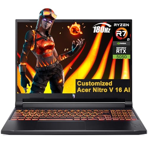 iCarp Customized Laptop Made with Acer Nitro V 16 AI Gaming Laptop 16" WUXGA 180Hz AMD 8-core Ryzen 7 260 16GB/32GB/64GB RAM 512GB/1TB/2TB/4TB SSD GeForce RTX 5050 (Up to 421 AI Tops) Backlit Win11 - style: Ryzen 7 260 + RTX 5050