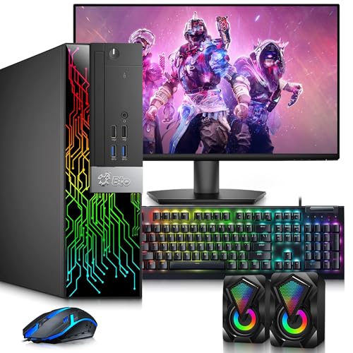 BTO RGB SFF Desktop Computer — Intel Core i5-8500 — 16GB DDR4 RAM — 256GB SSD — GeForce GT 1030 — 24" Monitor — RGB Keyboard & Mouse — RGB Speakers — Wi-Fi — Gaming PC — Windows 11 Pro (Renewed)