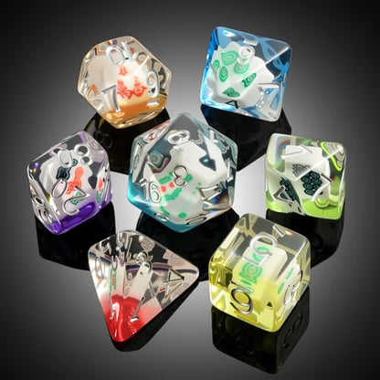Mahjong Resin DND Dice,DNDND 7PCS Dungeons and Dragons Dice Set with Velvet Bag for DND Role Playing Games and Tabletop Games（Mahjong - color: Mahjong